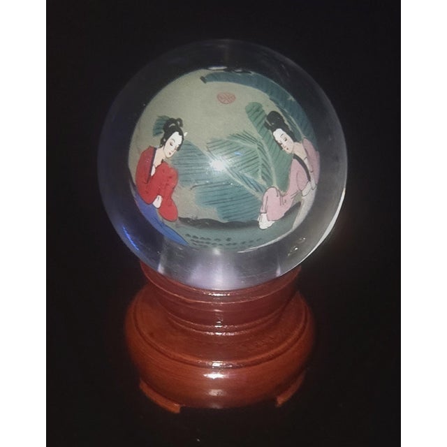 Vintage Chinese Reverse-Painted Globe With Rotating Stand For Sale - Image 12 of 18