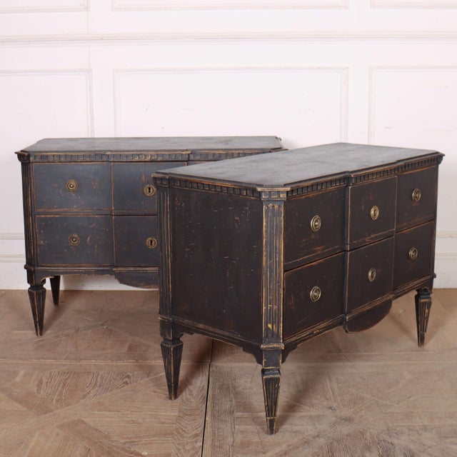 Brown Swedish Breakfront Commodes, Set of 2 For Sale - Image 8 of 11