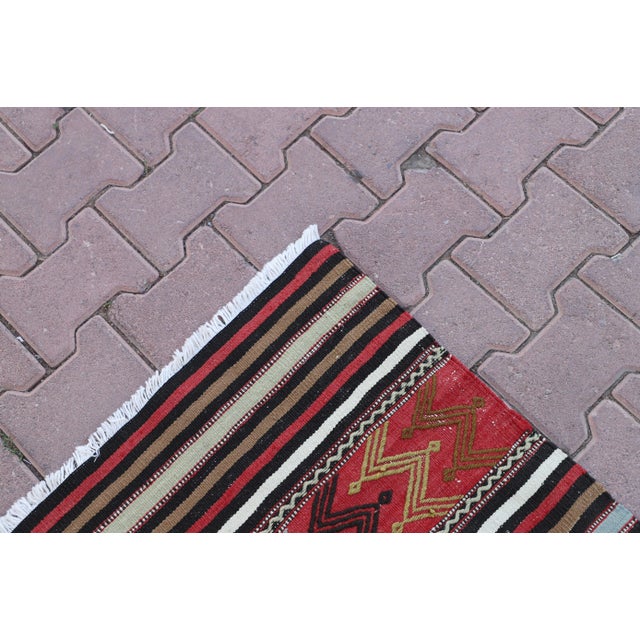 1970s Cabin Style Stripe Design Handmade Oushak Kilim Rug For Sale - Image 4 of 12