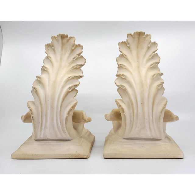 1960s Bookends Plaster Ancanthus Leaf Pair 1960s For Sale - Image 5 of 13