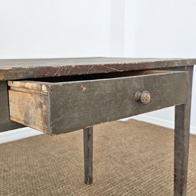 Antique Primitive Painted Pine Farm Table - Circa 1870 For Sale - Image 9 of 13