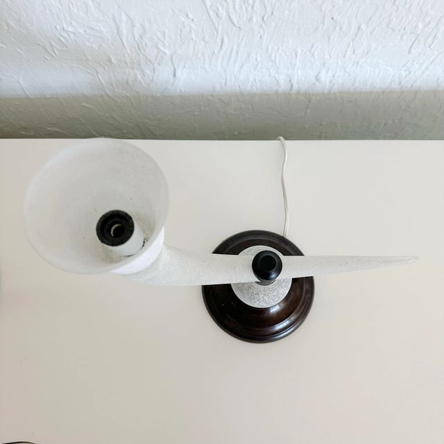 1980s Pair of Seguso Murano Scavo Glass Volute Arm Table Lamps, 1980s For Sale - Image 5 of 7