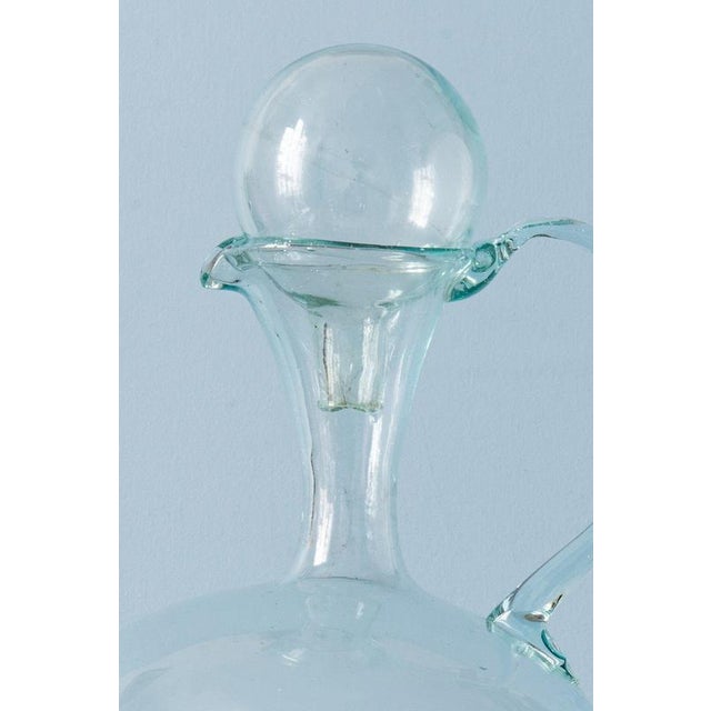 19th Century Spanish Teal Blown Glass Carafe with Stopper For Sale - Image 6 of 11