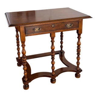 Early 20th Century William and Mary Style Walnut Lowboy-Side Table For Sale