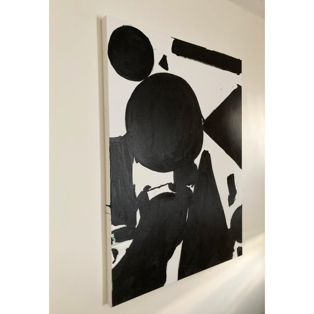 Mid-Century Modern Afterparty, Contemporary Black and White Abstract Painting For Sale - Image 3 of 5