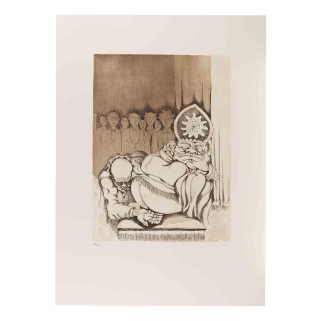 Giuseppe Migneco, The Pope, 1980s, Etching For Sale