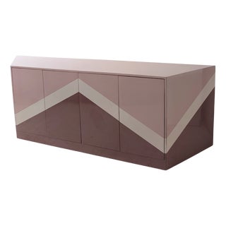Angular Trapezoid Shaped Pink Zig Zag Sideboard, 1980s For Sale