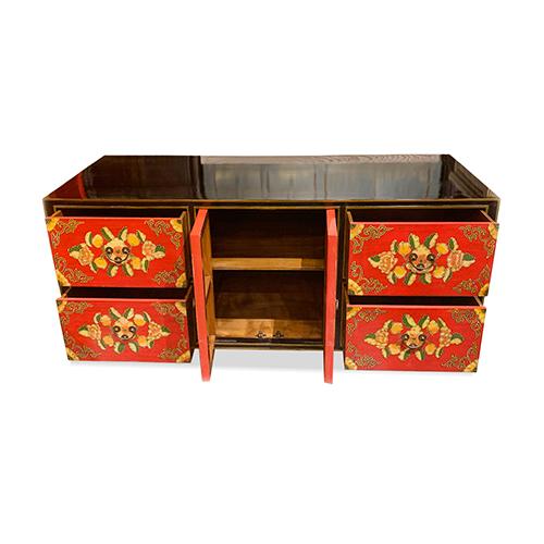 Hand Painted Motif Tibetan Sideboard For Sale - Image 4 of 5