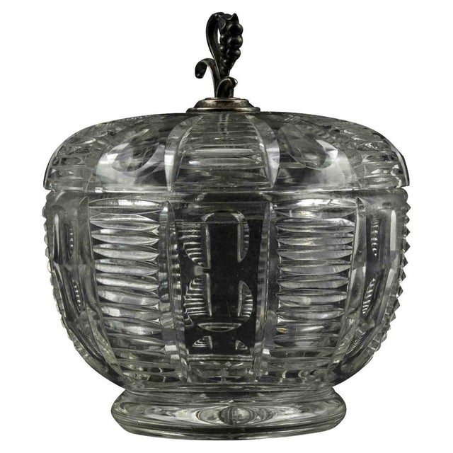 1970s Vintage Crystal Container with Brass Accents, Italy, 1970s For Sale - Image 5 of 5