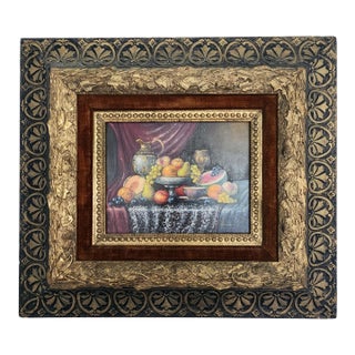 Early 20th Century Original Artist Signed Johan Karoly Reinprecht Ornate Gold Framed Still Life Oil Painting For Sale