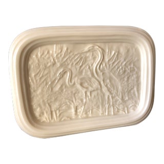 Milk Glass Asian Chinoiserie Cranes Nightlight For Sale