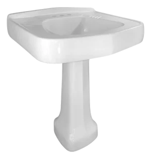 1948 Vintage Art Deco White Vitreous China Pedestal Sink in Excellent Condition