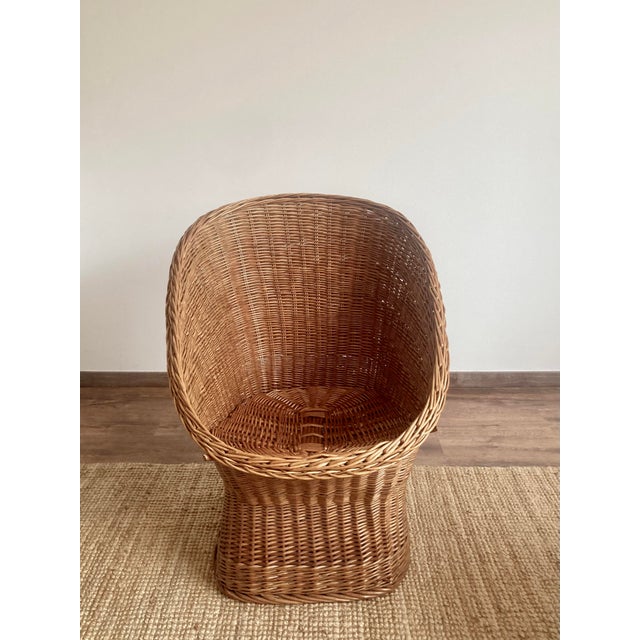 1960s Mid-Century Sculptural French Wicker Barrel Armchairs, 1960s, Set of 2 For Sale - Image 5 of 18