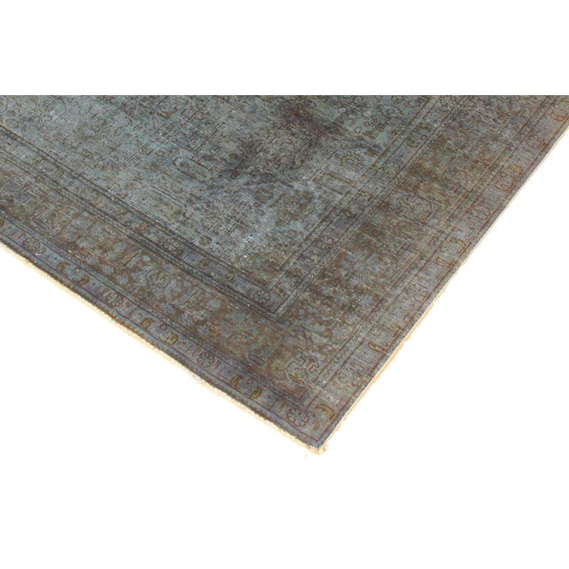 Boho Chic No Pile Blue/Brown Wool Rug - 7'10'' X 11'1'' For Sale - Image 4 of 10