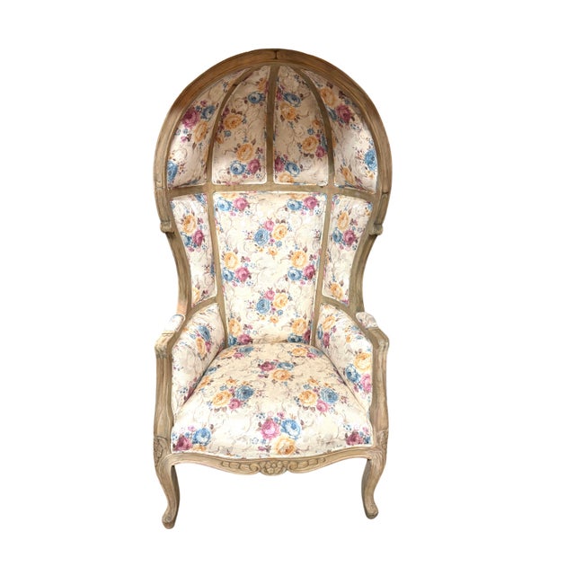 White Vintage Floral Balloon, Porter, Canopy Chair For Sale - Image 8 of 8