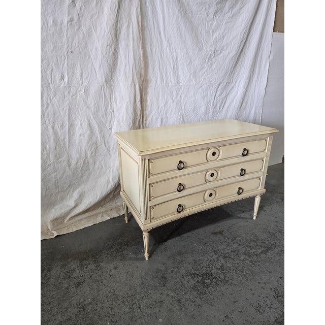 Neoclassical Mid 20th Century French Neoclassical Painted Three-Drawer Commode For Sale - Image 3 of 10