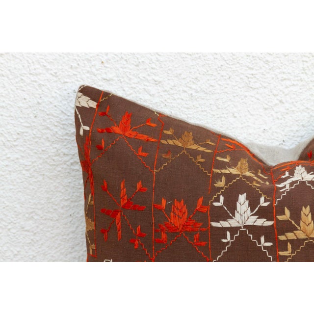 Contemporary Punjab Heriloom, Antique Phulkari Pillow Cover For Sale - Image 3 of 6