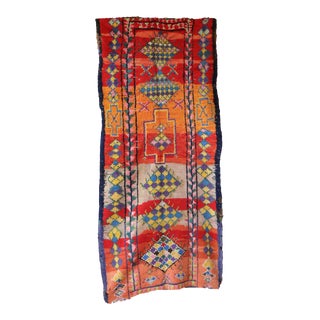1980s Colorful Vintage Moroccan Rug - 3'10" X 7'11" Ft For Sale