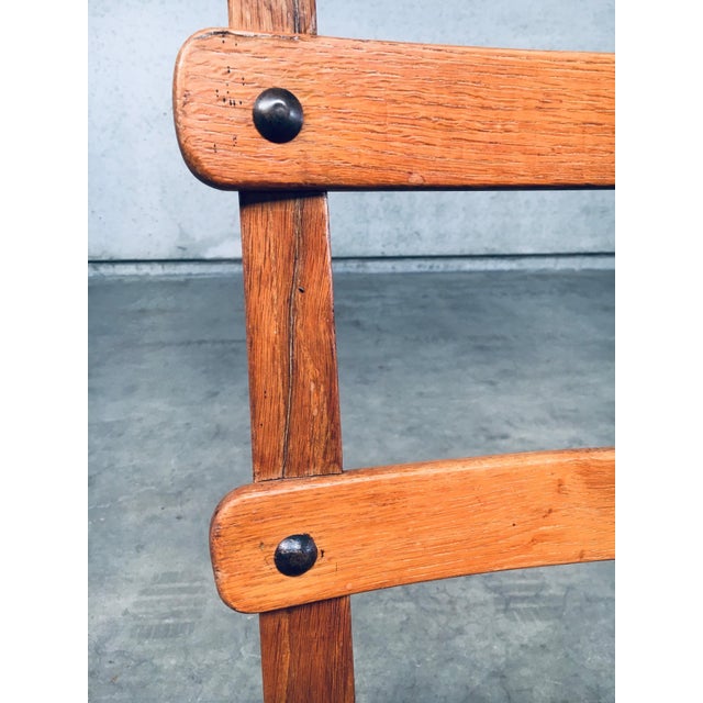 Vintage Rustic / Brutalist in Design Oak Slat Back Dining Chair set of 6. Made in Belgium, 1950's / 60's period. Solid oak...