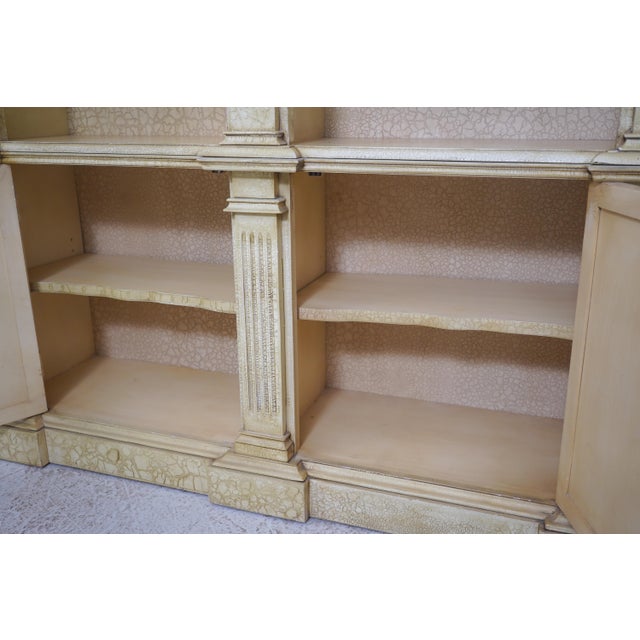 1980s Crackle Painted Finish Double Arched Top Open Bookcase For Sale - Image 5 of 16