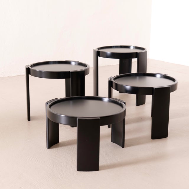 Vintage 780 Nesting Tables by Gianfranco Fratti for Cassina, 1980s, Set of 4 For Sale - Image 9 of 10