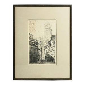 Antique Foster Brothers Framed Etching of Cathedral After K. Conant, C1910