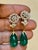GIA Certified 28 Ct Emerald Cabochon & Diamond Drops Hanging Earrings 14 KYG For Sale - Image 9 of 18