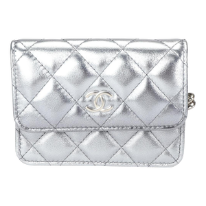 Silver Metallic Quilted Lambskin Coco Punk Belt Bag