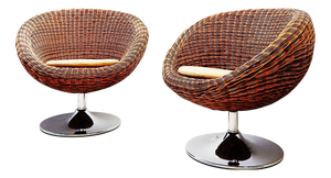 Vintage Swiveling Wicker Chairs, Set of 2
