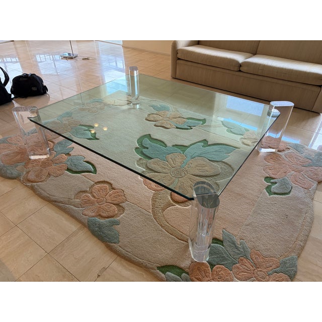 Large Karl Springer Attributed Lucite Leg Coffee Table, Glass, 1980s For Sale - Image 10 of 18