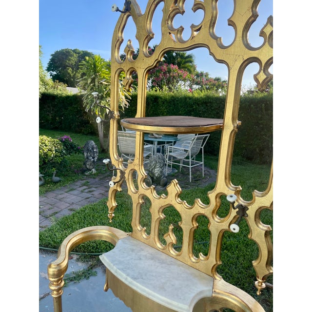 Late 19th Century Restored Gothic Revival Holy Tree With Mirror, Faux Gold Leaf Finish & Original Marble For Sale - Image 16 of 17