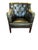 Animal Skin English Chestefield Green Chair For Sale - Image 7 of 7