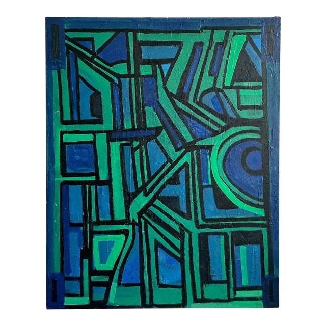 Vintage Boho Monumental Original Abstract Oil on Canvas For Sale