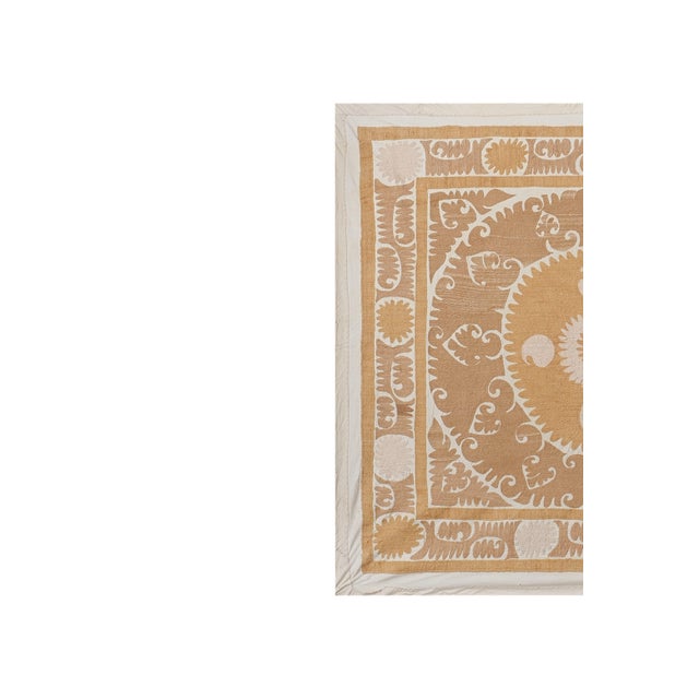 Hand Embroidery Uzbek Suzani Wall Hanging While this suzani is in wonderful condition, there are small stains and signs of...