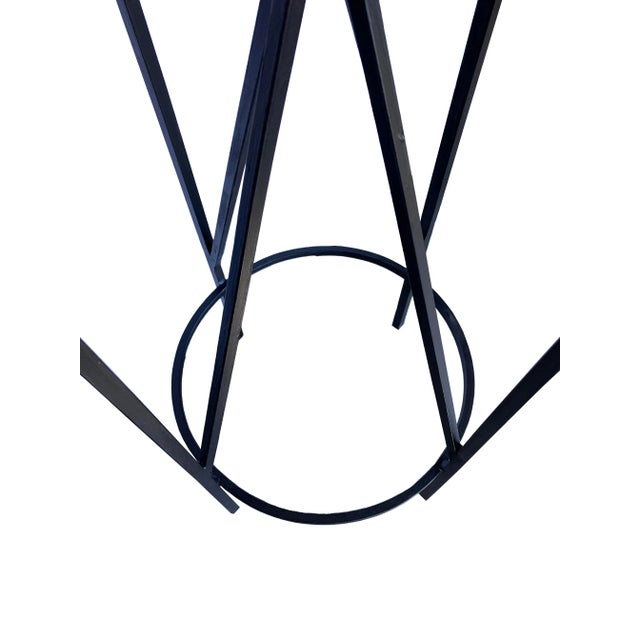 Black Pair of Regency-Style Art-Deco Forged Iron Pedestals Stands With Greek Keys For Sale - Image 8 of 8