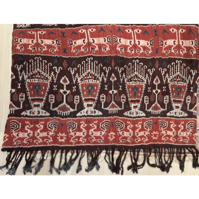 Terra Cotta Mid-Century Indonesian Handwoven Textile For Sale - Image 8 of 9