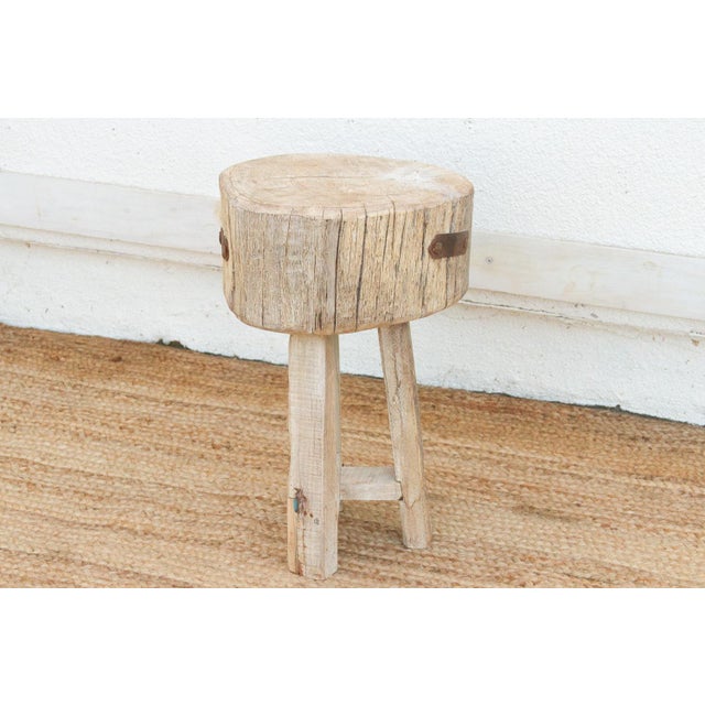 Sun Bleached Log Wood Pedestal Table For Sale - Image 4 of 6