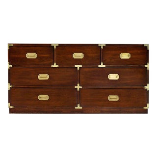 1970s Bernhardt Campaign 7 Drawer Storage Chest Dresser For Sale