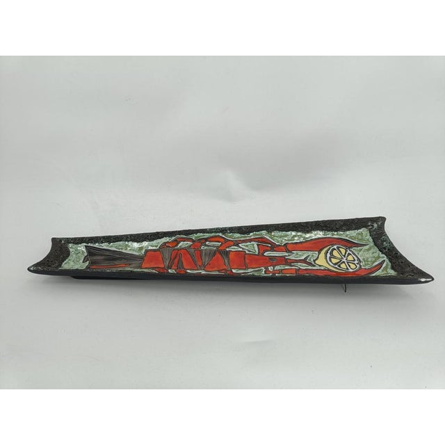 Vintage wall mounted ceramic plate Depicting a lobster. Cool and colourful wall decor Good condition Signed 1960s - Italy...