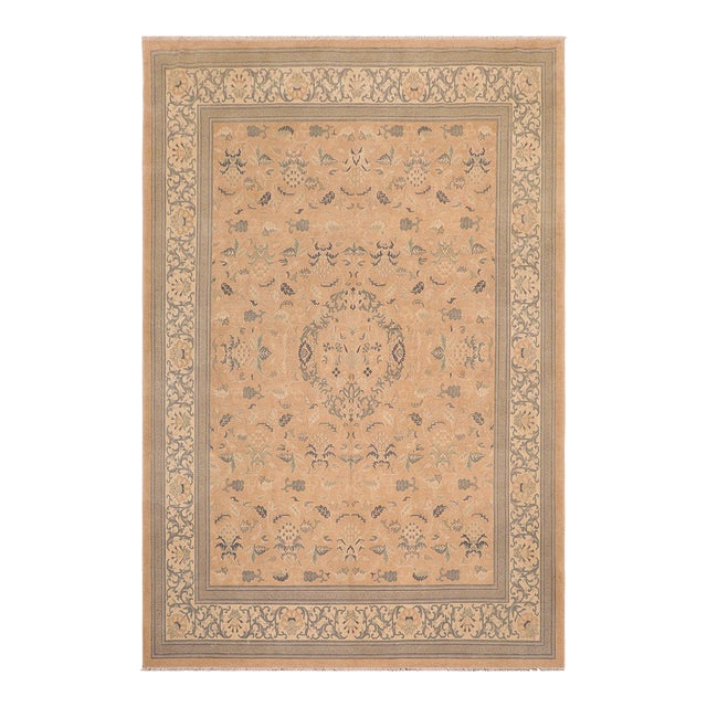 Boho Chic Orange/Beige Wool Rug - 8'2'' X 10'2'' For Sale