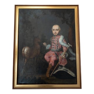 18th Century European German or Austrian School Portrait of a Noble Boy With Deer For Sale