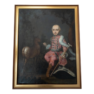 18th Century European German or Austrian School Portrait of a Noble Boy With Deer