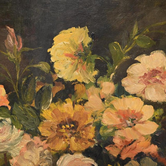 Still Life with Flowers, 1900, Oil on Board For Sale - Image 3 of 5