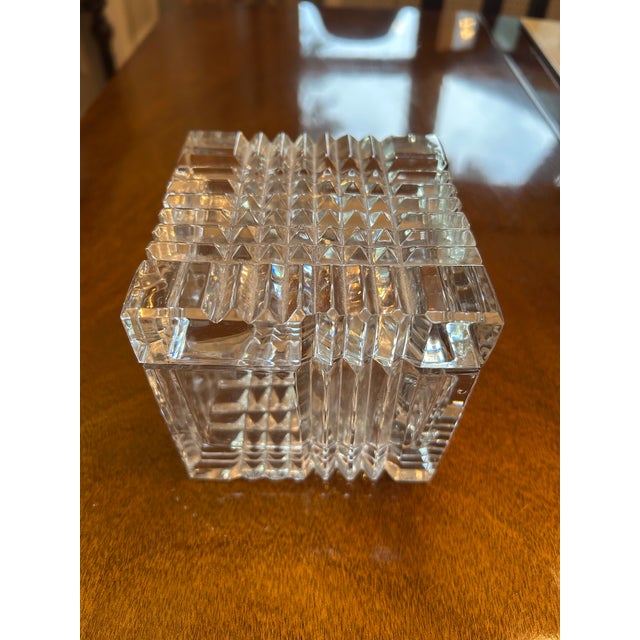 4"x4"x4" crystal box. No chips or cracks. Weighs 4 pounds. Really sparkles.
