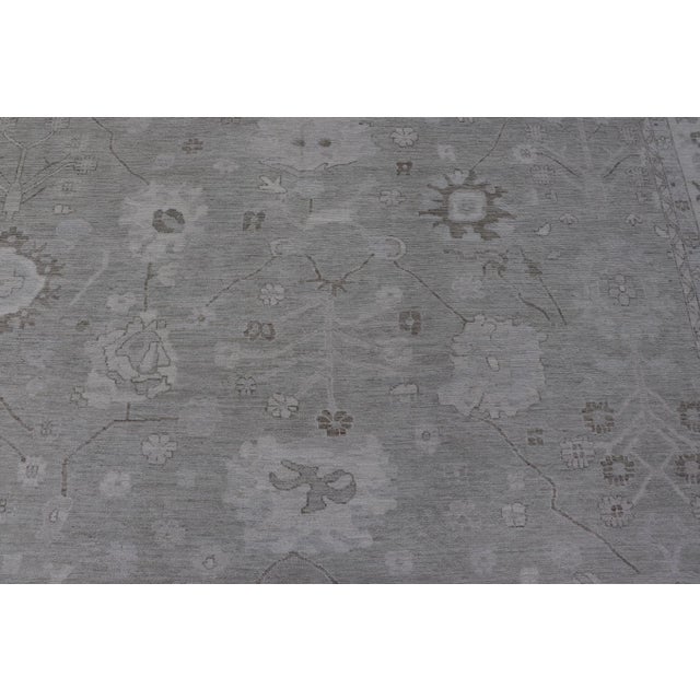 Early 21st Century Large Oushak Rug With Soft Gray and Subtle Ivory and Sage Accents 11'10 X 17'5 For Sale - Image 5 of 12