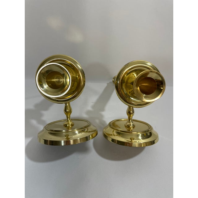 Vintage Brass Neoclassical Style Candle Wall Sconces - A Pair For Sale - Image 11 of 18