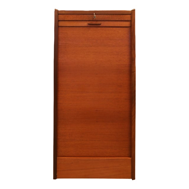 Danish Teak Filing Cabinet with Louvered Door, 1960s For Sale