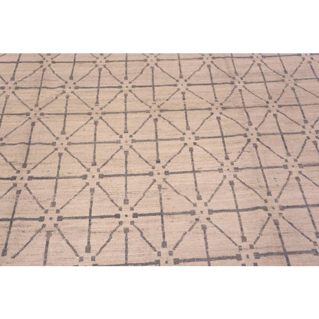 Textile Modern Hand Knotted Cream Area Rug For Sale - Image 7 of 8