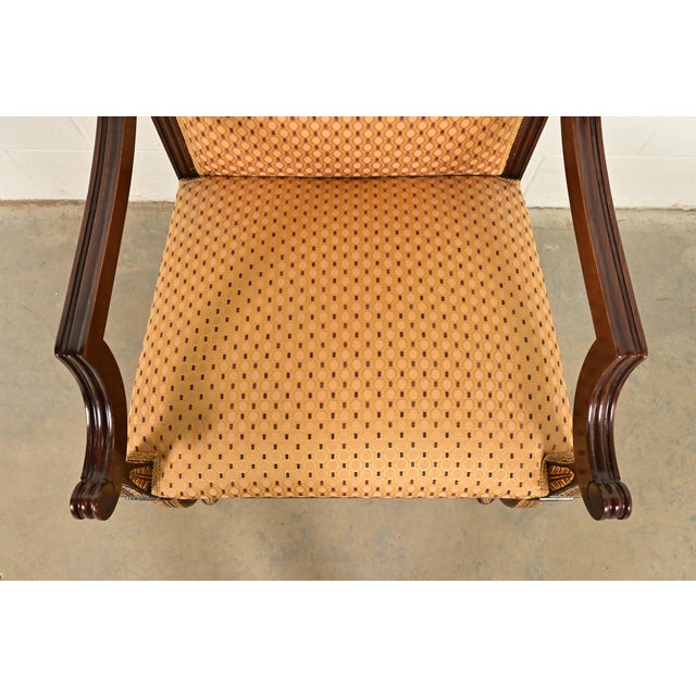 Wood Baker Furniture Style Regency Carved Mahogany and Gold Gilt Dining Chairs, Set of Eight For Sale - Image 7 of 14