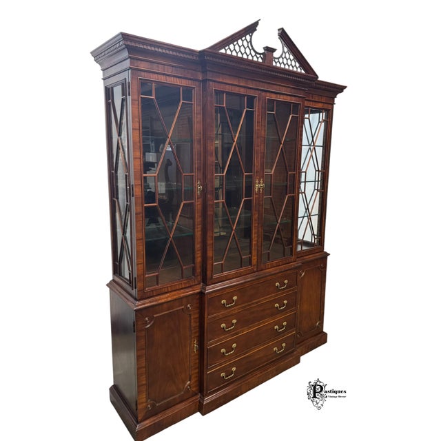 Wood Vintage Century Chippendale Style Mahogany China / Display Cabinet For Sale - Image 7 of 10